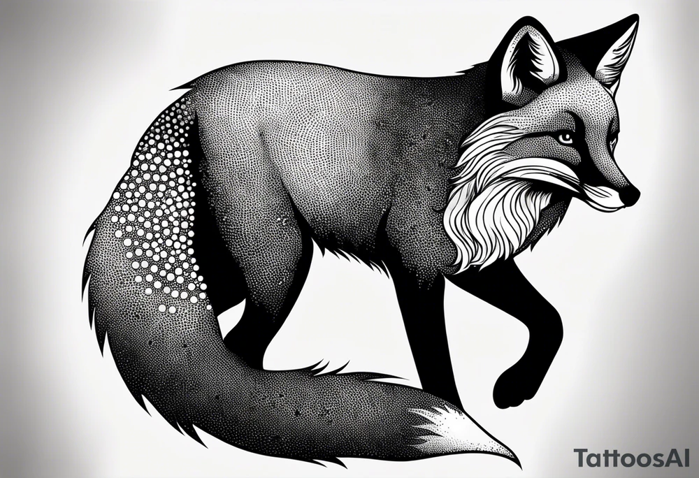 fox, realistic, on the move tattoo idea