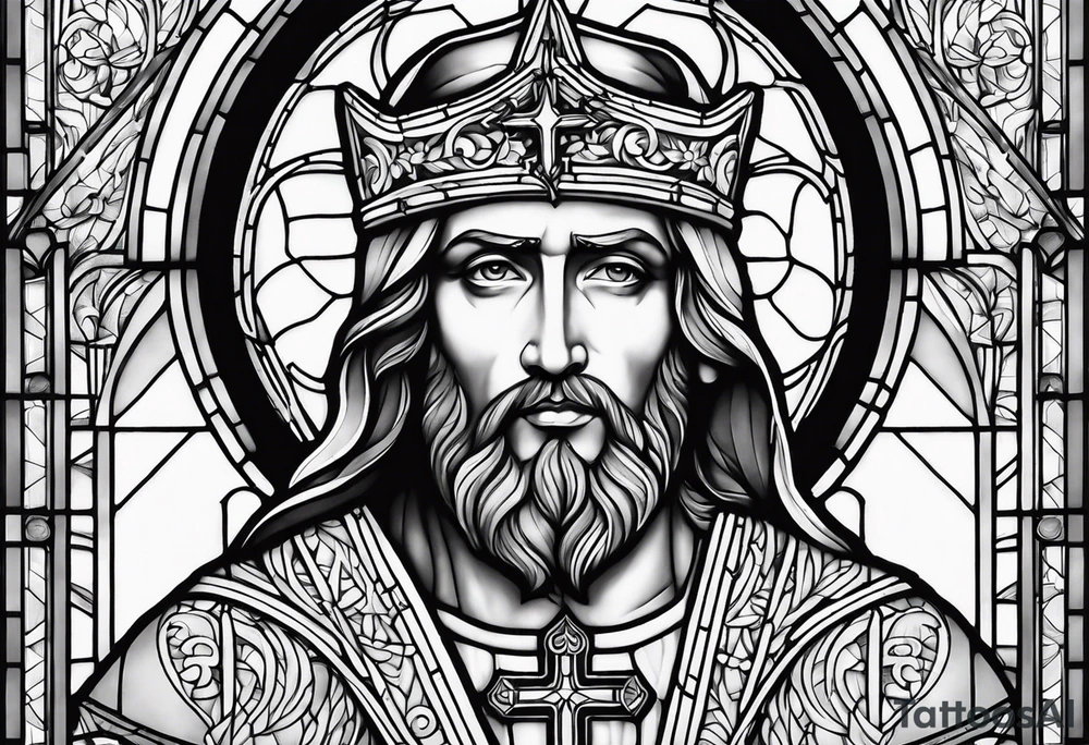 stained glass saint tattoo idea
