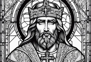 stained glass saint tattoo idea