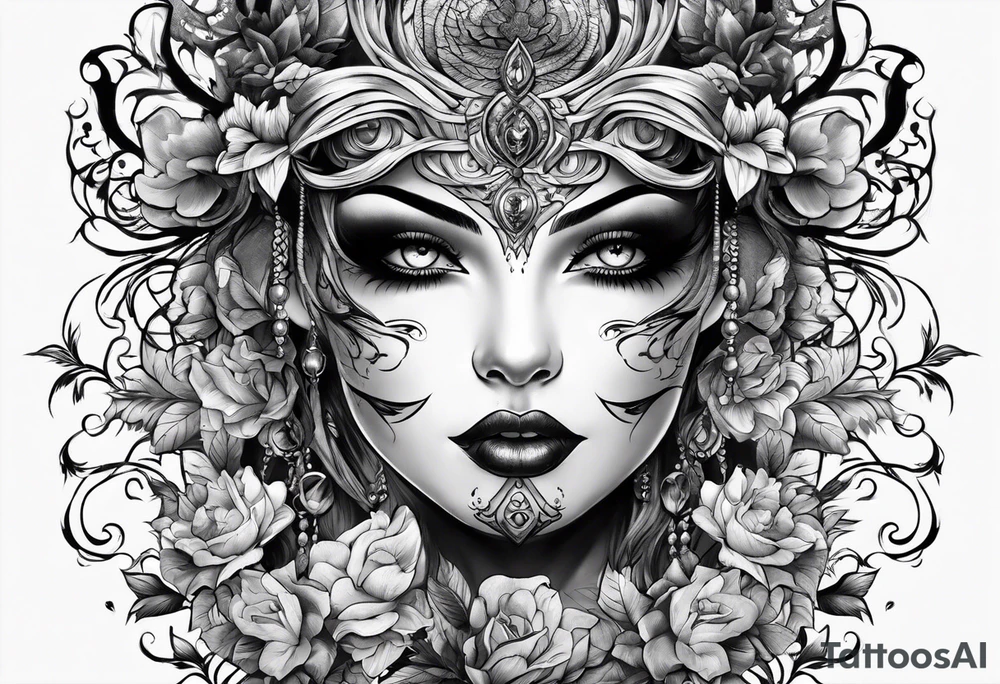 scary nemesis without flowers tattoo idea