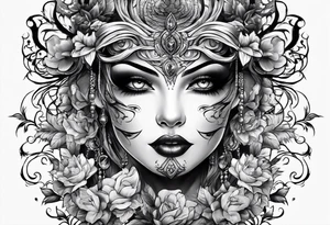 scary nemesis without flowers tattoo idea