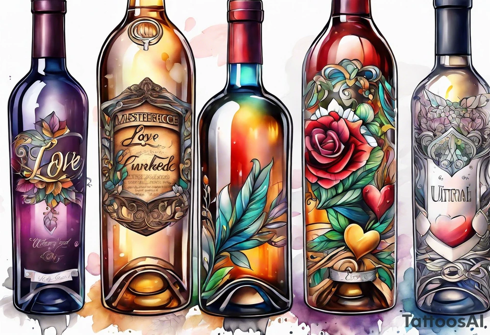 Love coming out of an uncorked bottle tattoo idea