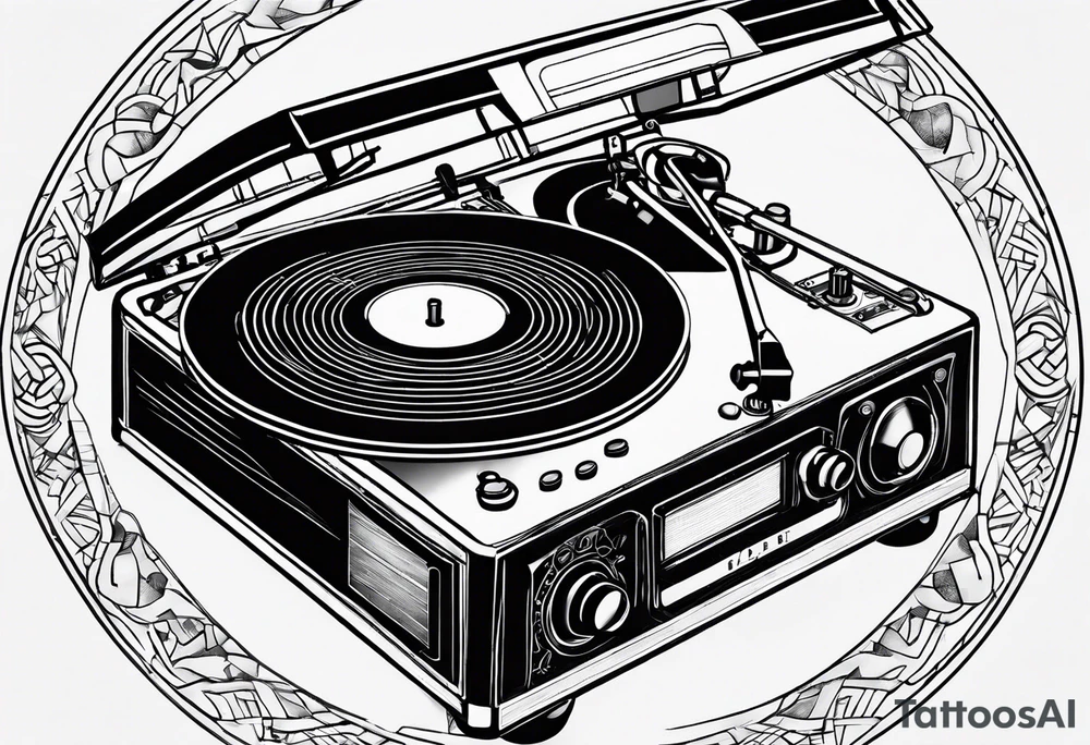 Recordplayer minimalistic in 2D tattoo idea