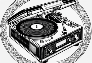 Recordplayer minimalistic in 2D tattoo idea
