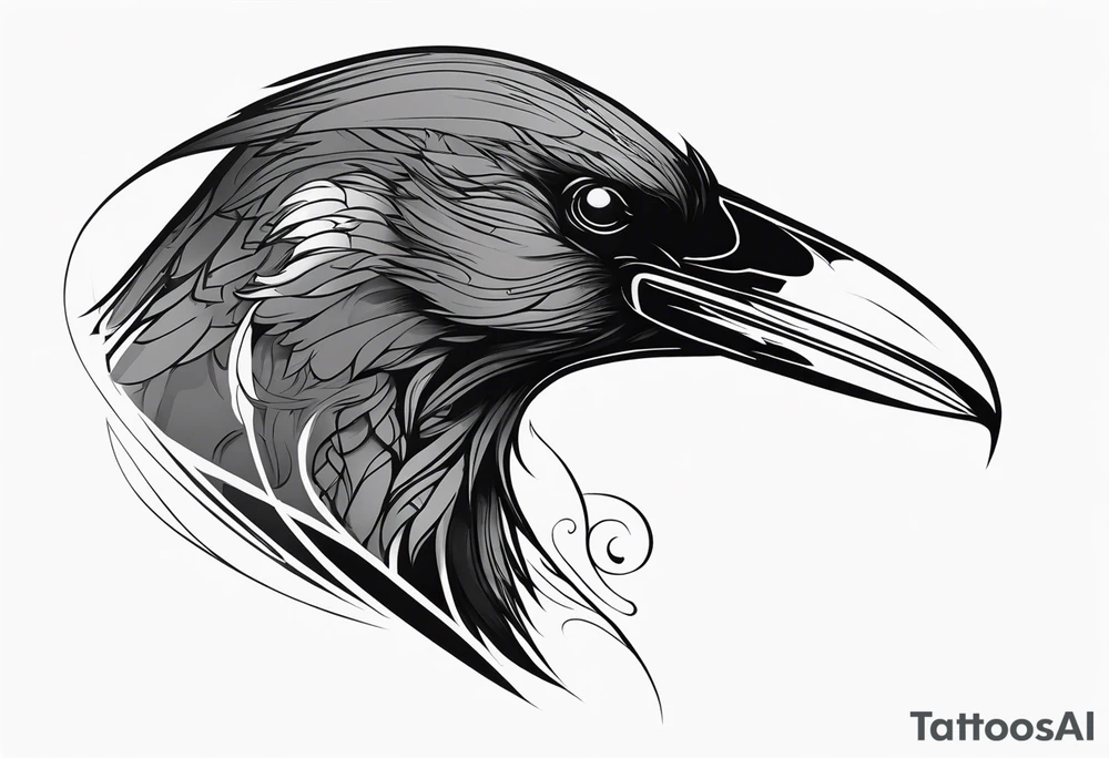 black raven with sword in mouth tattoo idea