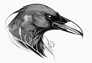 black raven with sword in mouth tattoo idea