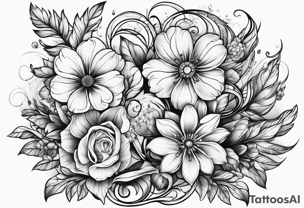 Seratonin symbol with flowers tattoo idea