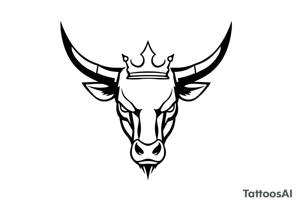 Bull symbol with crown tattoo idea