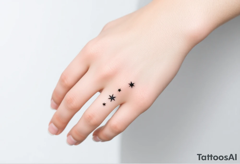 Can you design a few options for a meaningful minimal tattoo with dots, lines or stars that represents my kids? Three are living and two are deceased and I want something that represents that difference by having solid and hollow elements. Put on fingers tattoo idea