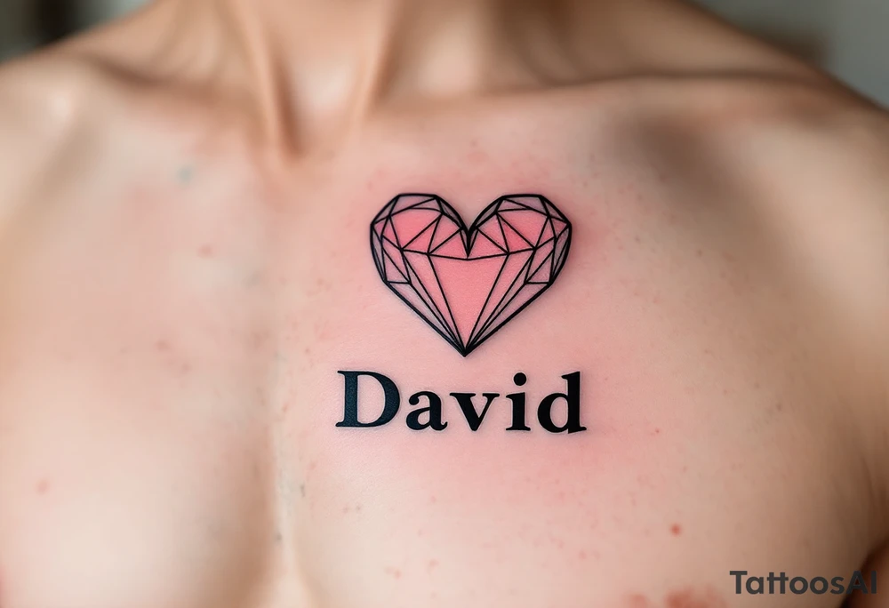 A simple black-outline heart with shaded pink filling and David in neat block letters. tattoo idea