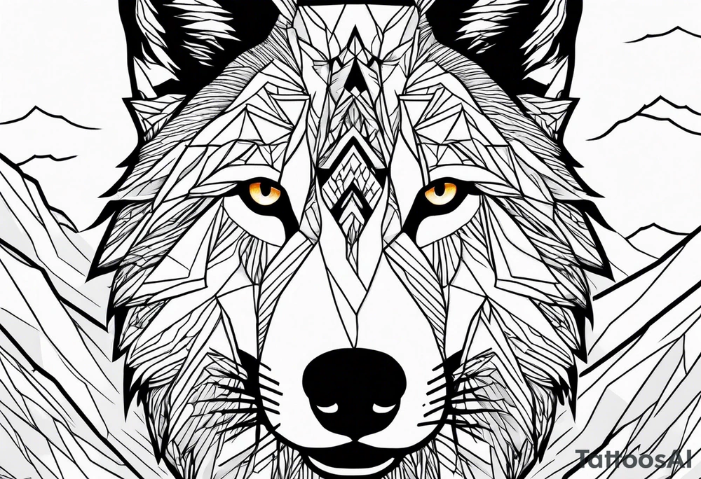 Mountains, wolf eyes underneath tattoo idea