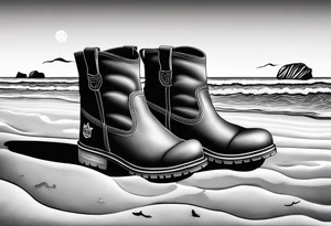 Keep it simple. A pair of timberland boots. two flip flops and a cowboyhat on the Beach. tattoo idea