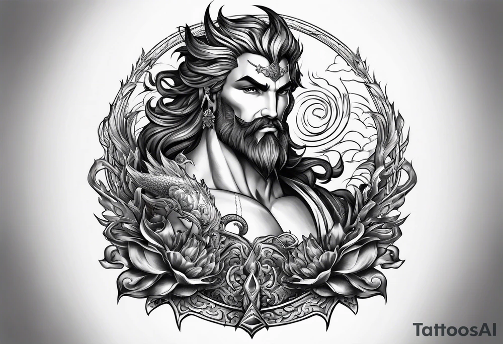 A triton with power symbols tattoo idea