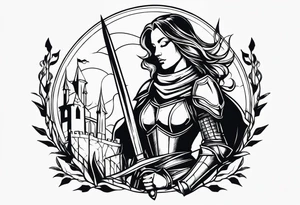 Dark fantasy women knight tattoo idea