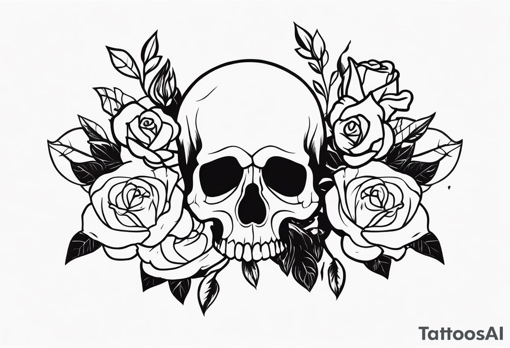 skull and roses tattoo idea