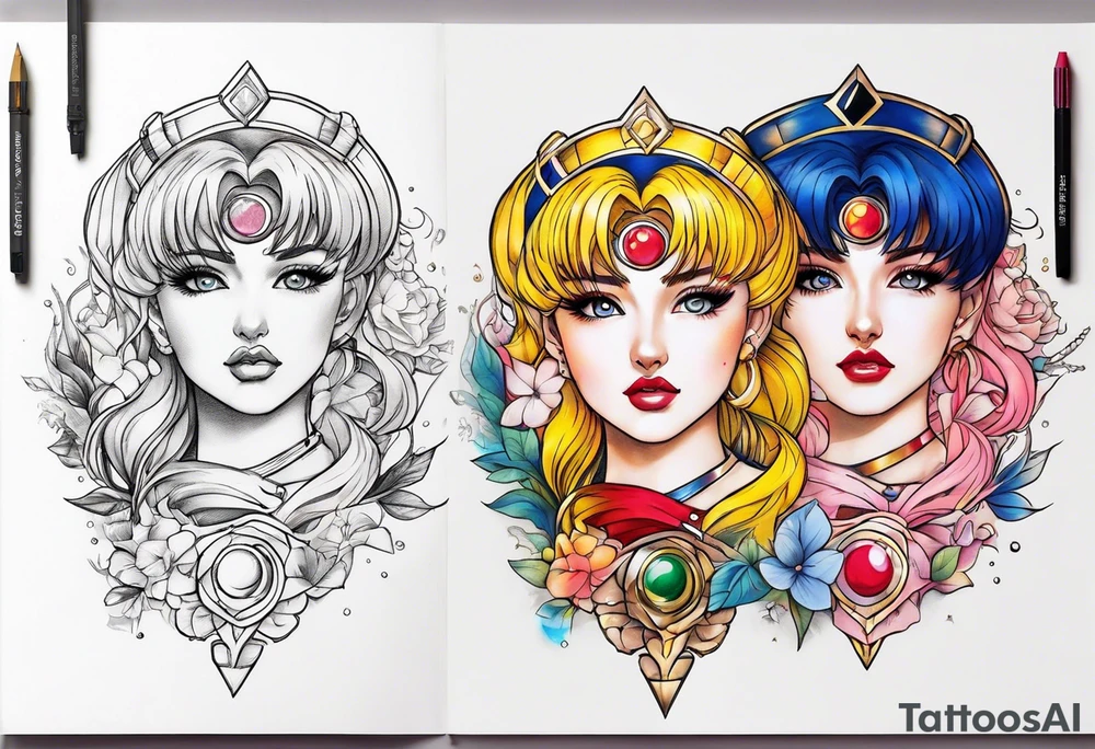 Need a tattoo sketch color on the forearm theme sailor moon more tattoo idea