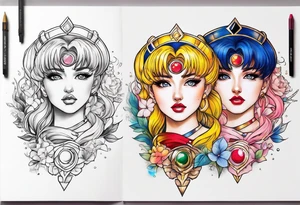 Need a tattoo sketch color on the forearm theme sailor moon more tattoo idea