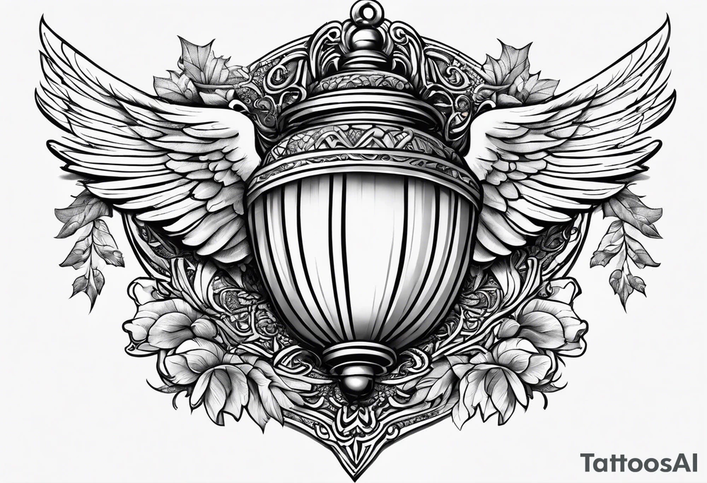 Acorn with angel wings tattoo idea