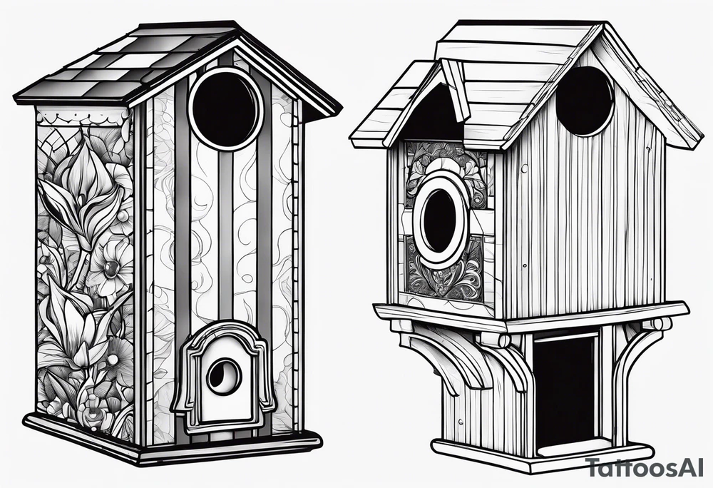 Outline of a birdhouse tattoo idea