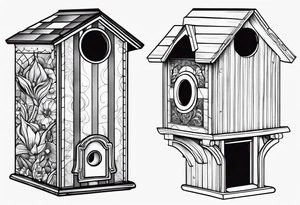Outline of a birdhouse tattoo idea
