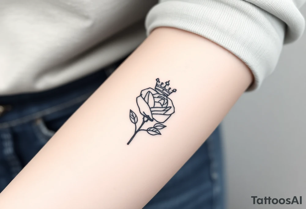 A rose with a kings crown ontop tattoo idea