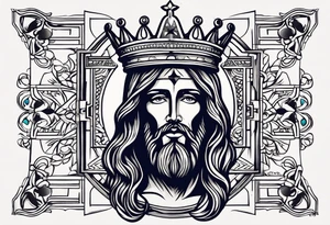 king jesus vintage design traditonal 
within boarder tattoo idea