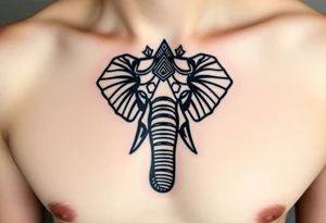 Indian Elephant head with a geometric style tattoo idea