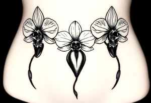 3 Orchid realistic with a mix with vagina tattoo idea