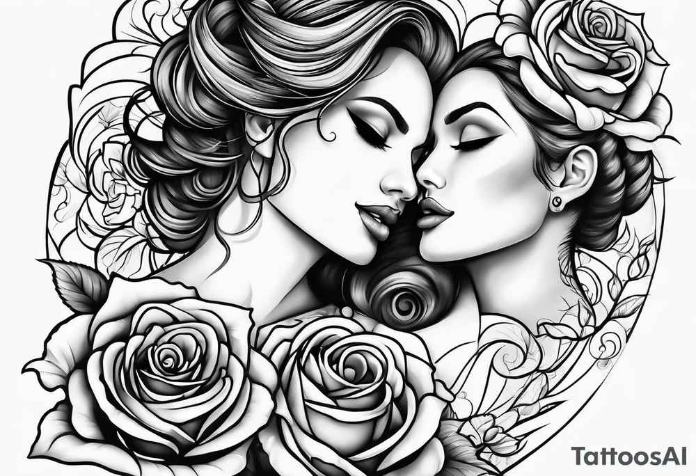 Dancing couple on a rose tattoo idea
