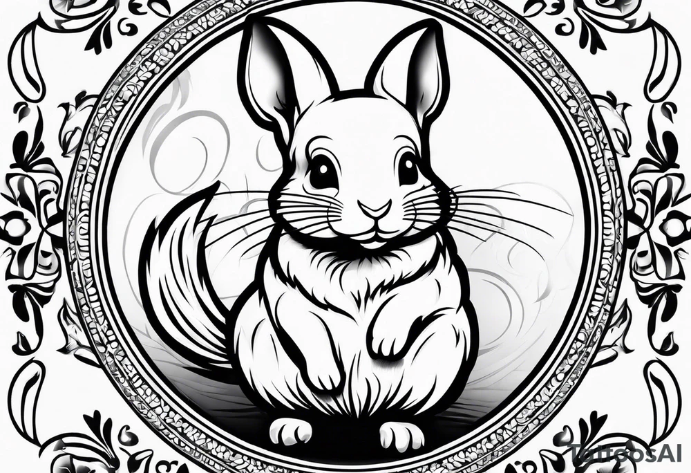 Cute sassy Chinchilla without flowers tattoo idea