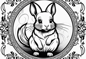 Cute sassy Chinchilla without flowers tattoo idea