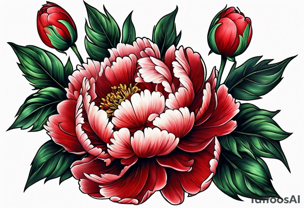 red peony tattoo idea
