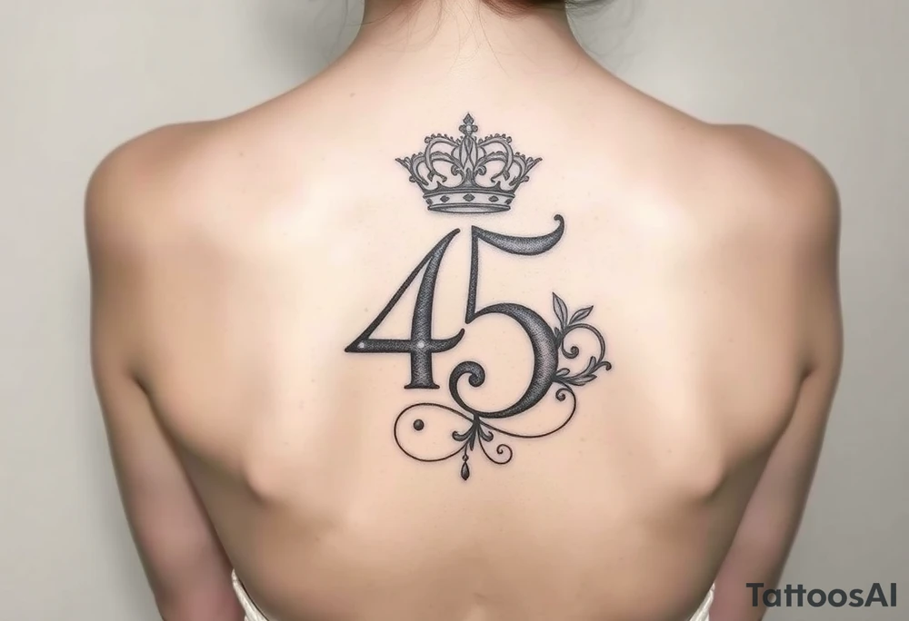 Trying to get a coverup over the number 45 with a capital G with a crown tilted to the left of it tattoo idea