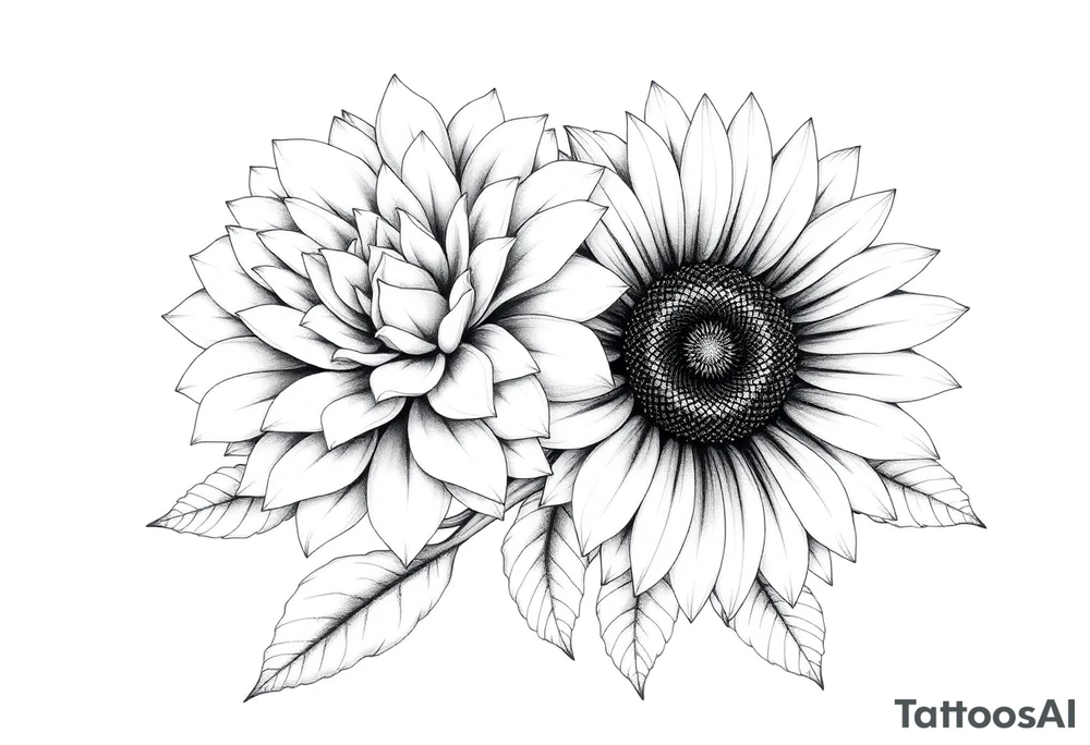 Chrysanthemum White Rose and sunflower combined tattoo tattoo idea Chrysanthemum White Rose and sunflower combined tattoo tattoo idea