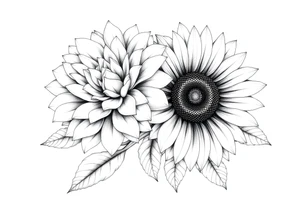 Chrysanthemum White Rose and sunflower combined tattoo tattoo idea