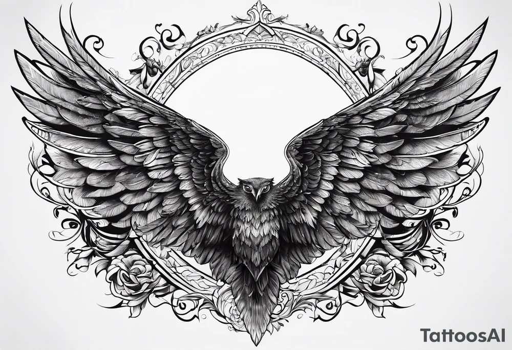 cursive writing "one day i am going to grow wings" with wings on either side tattoo idea