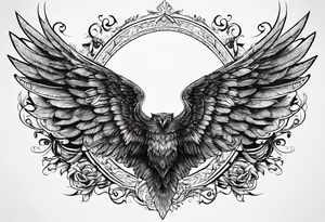 cursive writing "one day i am going to grow wings" with wings on either side tattoo idea