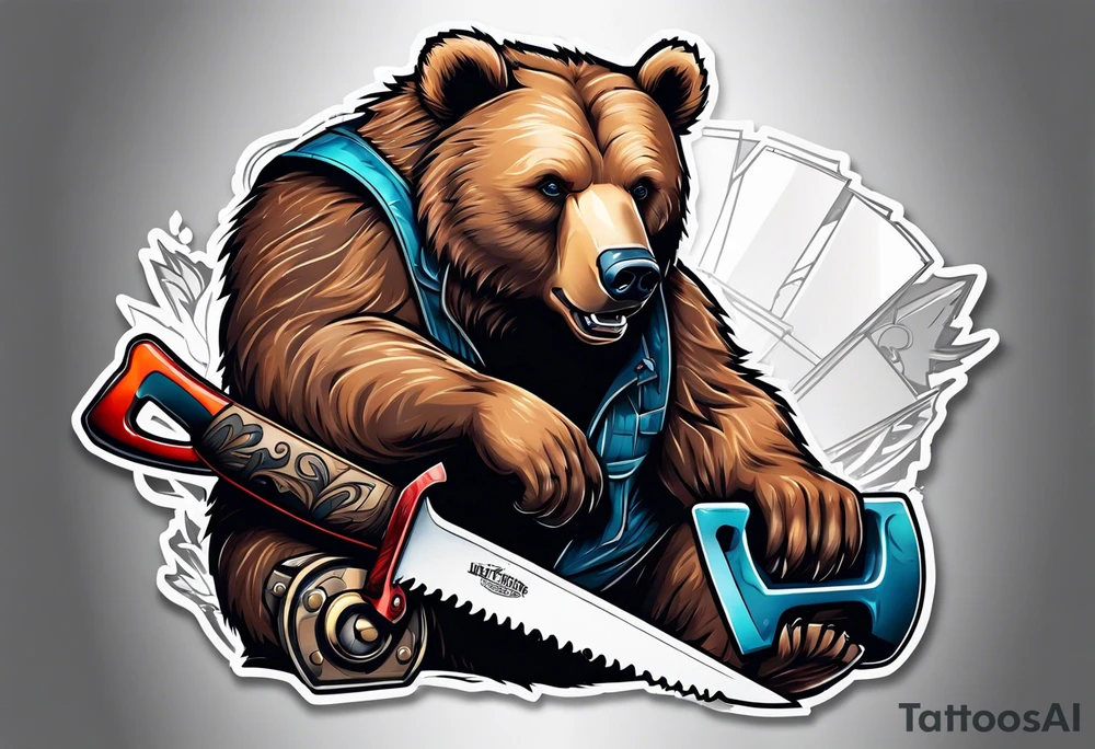 bear with saw tattoo idea