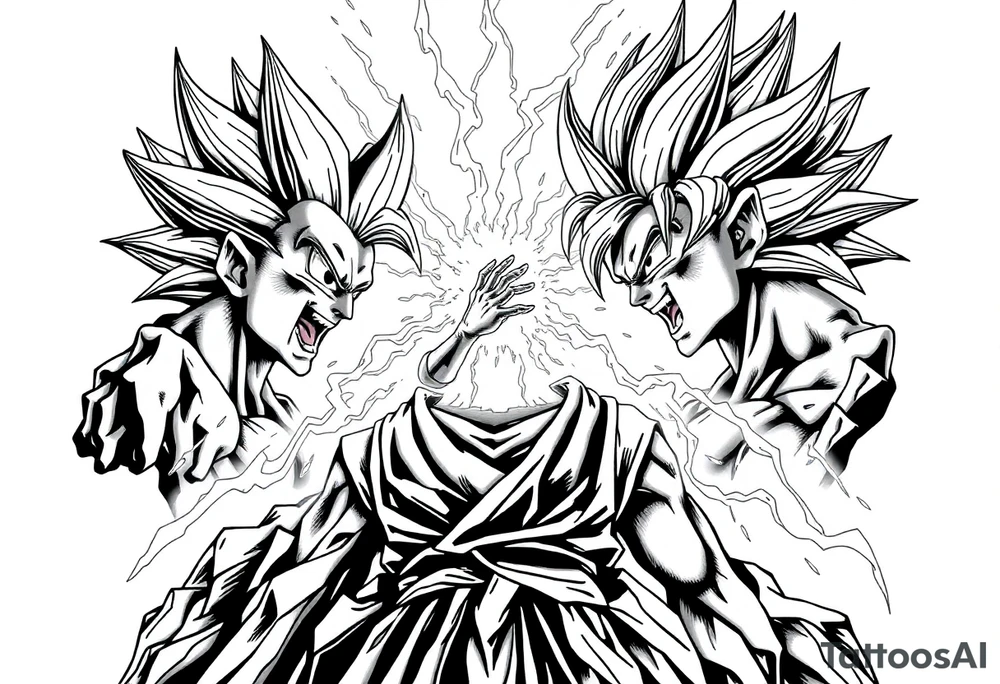 legendary dragonball z scene with energy aura and power effects tattoo idea