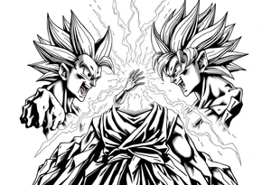legendary dragonball z scene with energy aura and power effects tattoo idea