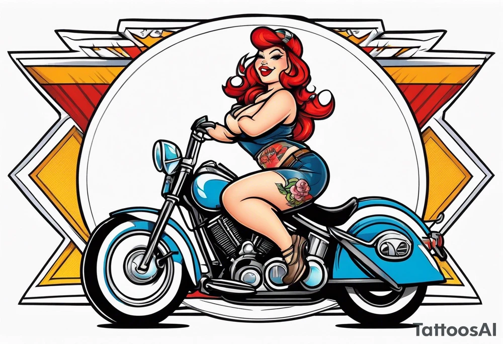 Chubby biker pin up tattoo idea