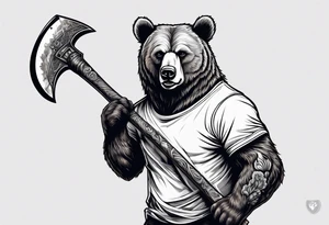 anthropomorphic bear with a two-handed ax tattoo idea