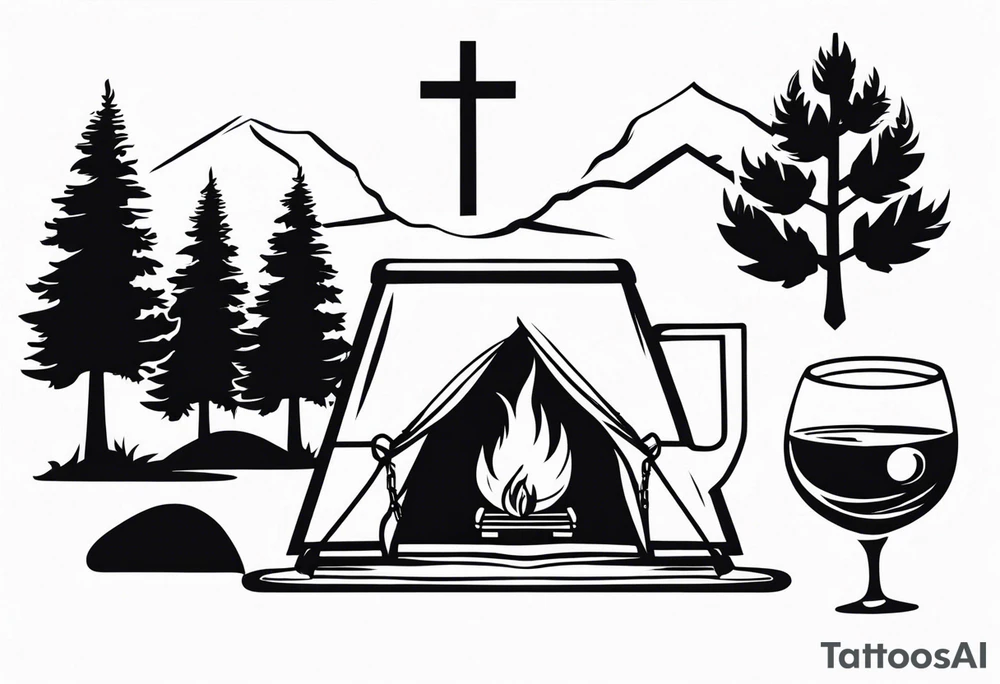 christian
cross, campfire, golf , whiskey glass, cabin tattoo idea