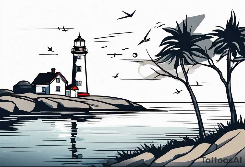 lighthouse evening tattoo idea