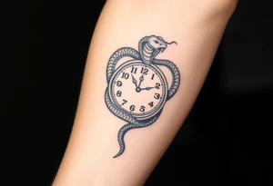 Snake wrapped around clock tattoo idea