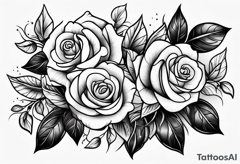 tiny roses shaded tattoo idea