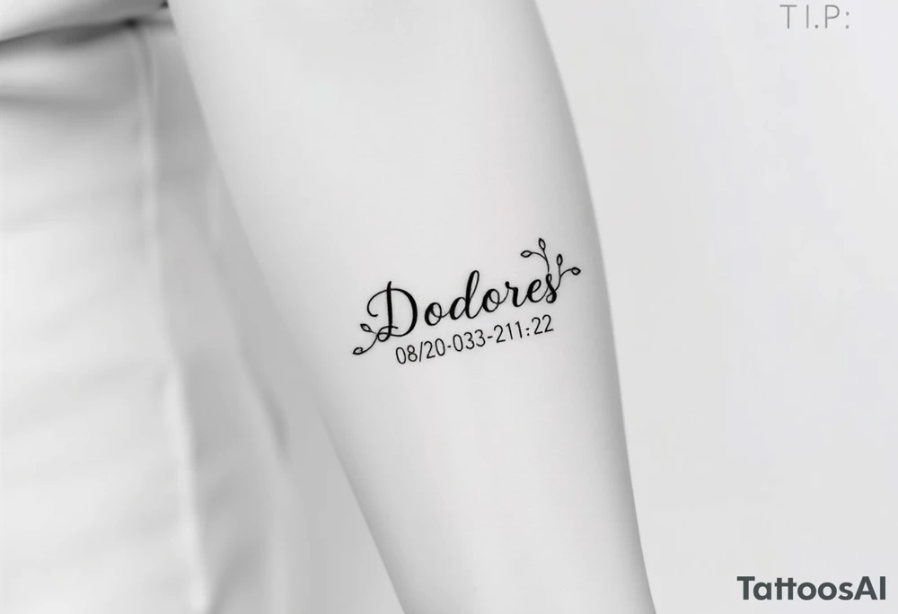 Memorial tattoo
Dolores 08/30/33-01/30-22 tattoo idea