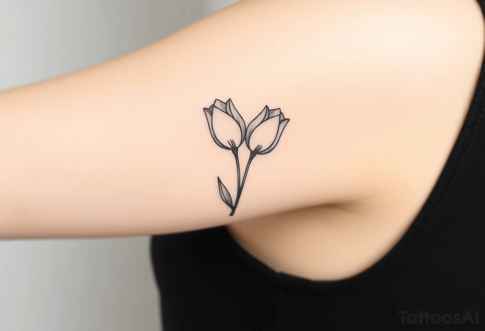 two intertwined tulips with stem tattoo idea