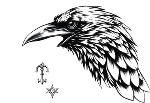 a raven with a key in his beak. tattoo idea