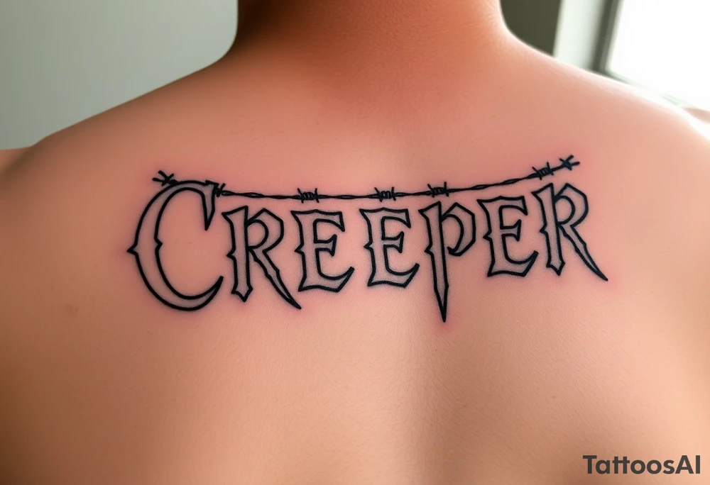 “Creeper” different fonts with barbed wire tattoo idea